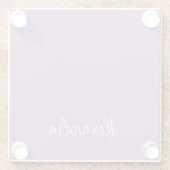 Minimalist Plain Naam toevoegen Lavendel Kalligraf Glazen Onderzetter (Achterkant)