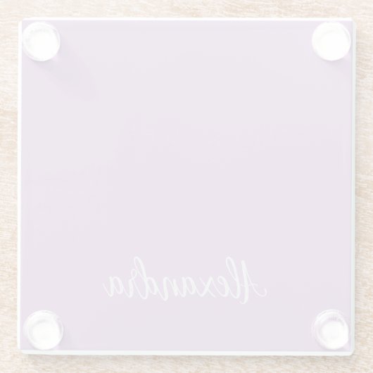 Minimalist Plain Naam toevoegen Lavendel Kalligraf Glazen Onderzetter (Achterkant)