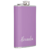 Minimalist Plain Naam toevoegen Lavendel Kalligraf Heupfles (Rechts)