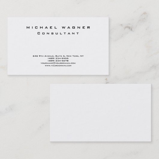 Minimalist Plain Simple Zwart Wit Trendy Clean Visitekaartje (Voorkant / Achterkant)