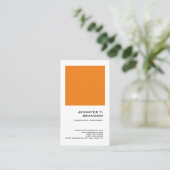 Minimalist Plain Sinaasappel Wit Modern Profession Visitekaartje (Staand voorkant)