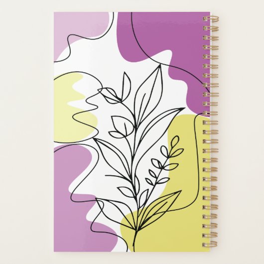 Minimalist Planner Cover -Line Art Floral Notebook (Achterkant)
