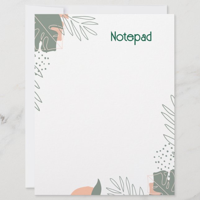 Minimalist plant paper notebook briefhoofd (Voorkant)