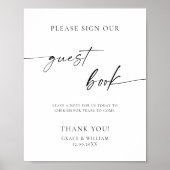 Minimalist Please Sign Our Guestbook Wedding Sign Poster (Voorkant)