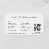 Minimalist Plumber White Gold QR Code Visitekaartje (Achterkant)
