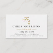 Minimalist Plumber White Gold QR Code Visitekaartje (Voorkant)