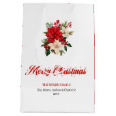 Minimalist Poinsettia Script Font Holiday Gift Bag Medium Cadeauzakje (Achterkant)