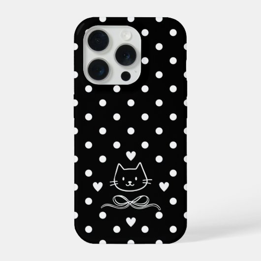 Minimalist Polka Dot Cat iPhone Hoesje (Achterkant)