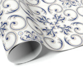 Minimalist Portuguese  Blue and White Classic Patt Cadeaupapier (Rol Hoek)