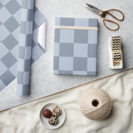 Minimalist Powder Blue Checkerboard Pattern  Cadeaupapier (Crafts)