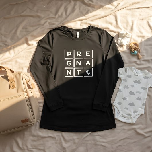 Minimalist Pregnant Geometric Squares | Announce Tri-Blend Shirt