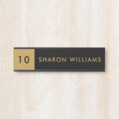 Minimalist Professional Black & Gold Employee Name Deurbordje (Voorkant)