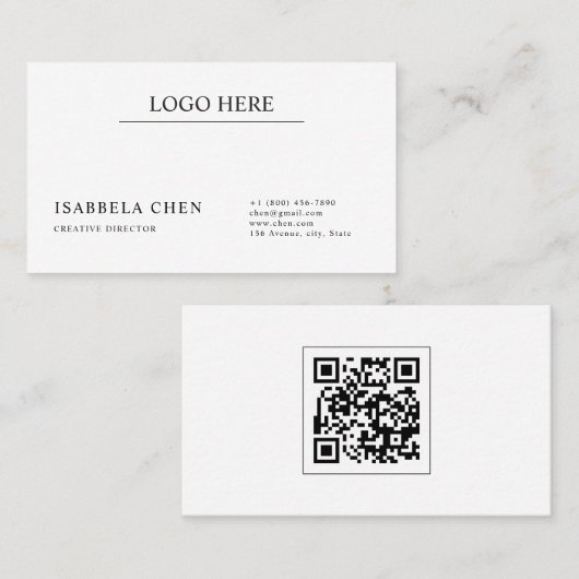 Minimalist Professional Branding QR Code  Card Visitekaartje (Voorkant / Achterkant)