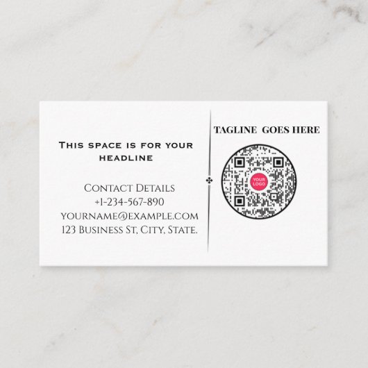 ​Minimalist Professional Business Card with QR Cod Visitekaartje (Voorkant)