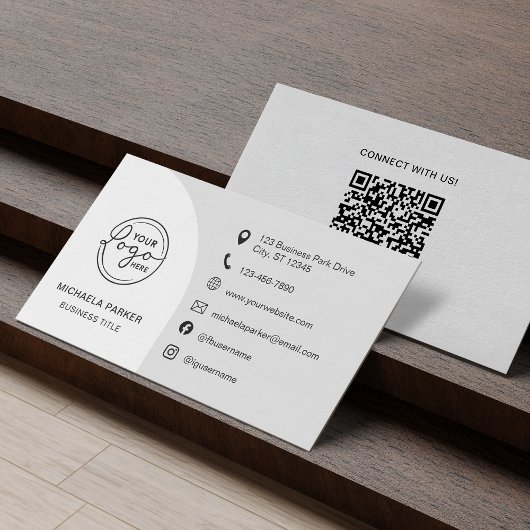 Minimalist Professional Custom Logo Icons QR Code Visitekaartje