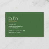 Minimalist Professional Green Business Cards Visitekaartje (Achterkant)