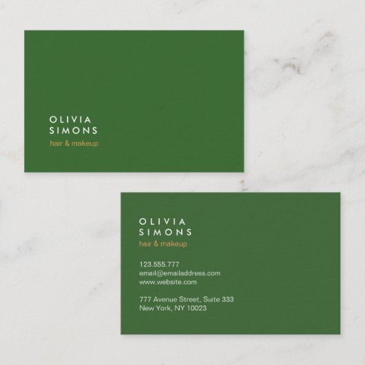 Minimalist Professional Green Business Cards Visitekaartje (Voorkant / Achterkant)