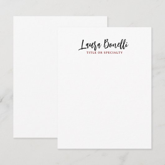 Minimalist Professional Handwrite Plain Name Title Notitiekaartje (Voorkant / Achterkant)