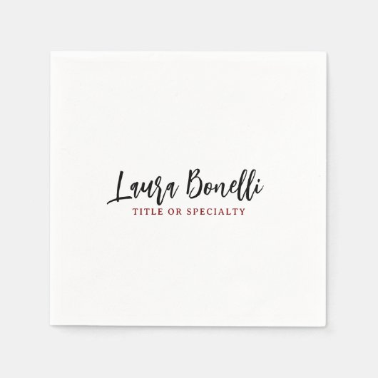 Minimalist Professional Handwrite Plain Name Title Servet (Voorkant)