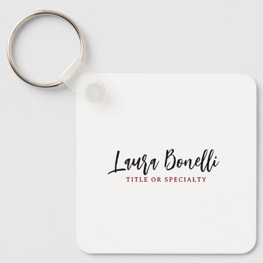 Minimalist Professional Handwrite Plain Name Title Sleutelhanger (Voorkant)