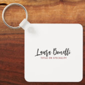 Minimalist Professional Handwrite Plain Name Title Sleutelhanger (Voorkant)