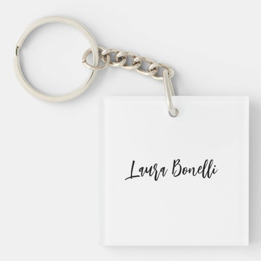 Minimalist Professional Handwrite Plain Name Title Sleutelhanger (voorkant)