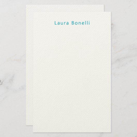 Minimalist Professional Modern Name Azure Blue Briefpapier (Voorkant / Achterkant)