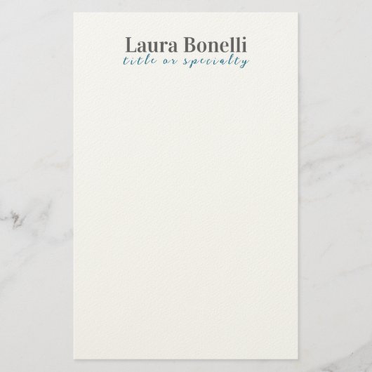 Minimalist Professional Modern Plain Name Title Briefpapier (Voorkant)