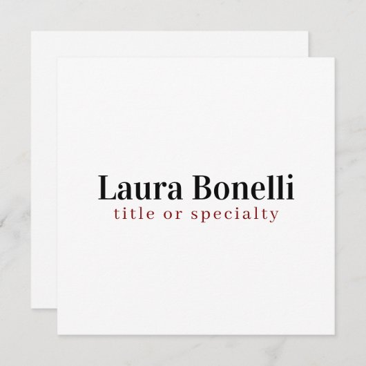 Minimalist Professional Modern Plain Name Title Notitiekaartje (Voorkant / Achterkant)