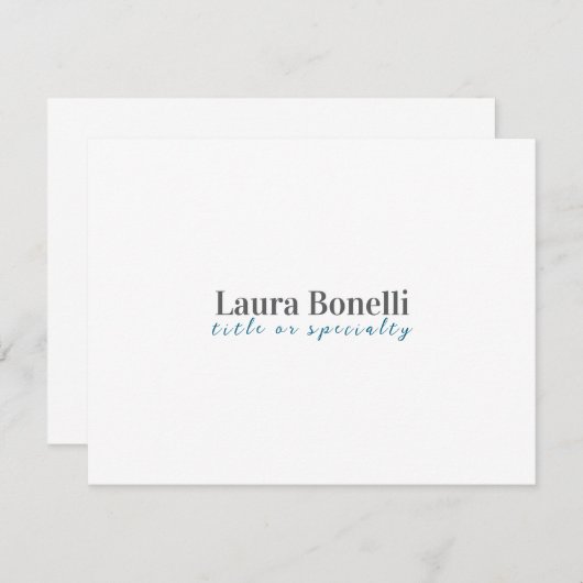 Minimalist Professional Modern Plain Name Title Notitiekaartje (Voorkant / Achterkant)