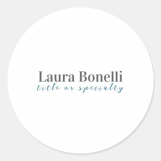 Minimalist Professional Modern Plain Name Title Ronde Sticker (Voorkant)