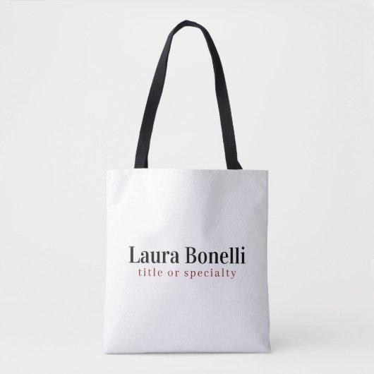 Minimalist Professional Modern Plain Name Title Tote Bag (Voorkant)