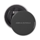 Minimalist Professional Plain Naam toevoegen Grijs Button Flesopener (Voorkant)