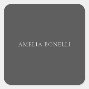 Minimalist Professional Plain Naam toevoegen Grijs Vierkante Sticker