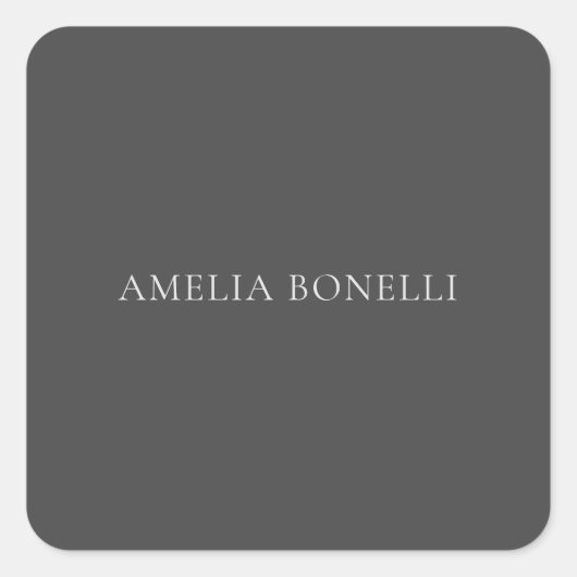 Minimalist Professional Plain Naam toevoegen Grijs Vierkante Sticker (Voorkant)
