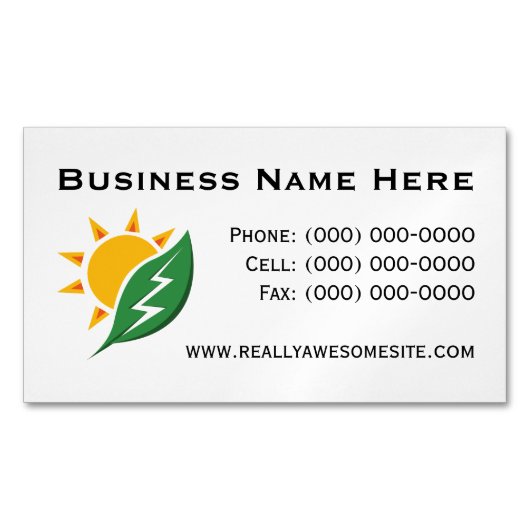 Minimalist Professional Solar Energy Contact Info Magnetisch Visitekaartje (Voorkant)