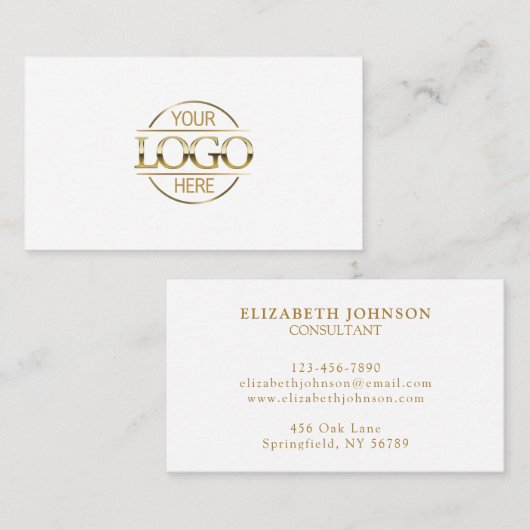 Minimalist Professional White Gold Company Logo Visitekaartje (Voorkant / Achterkant)