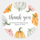 Minimalist Pumpkin Fall Baby Shower Round Ronde Sticker (Voorkant)