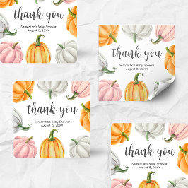 Minimalist Pumpkin Fall Baby Shower Square Vierkante Sticker