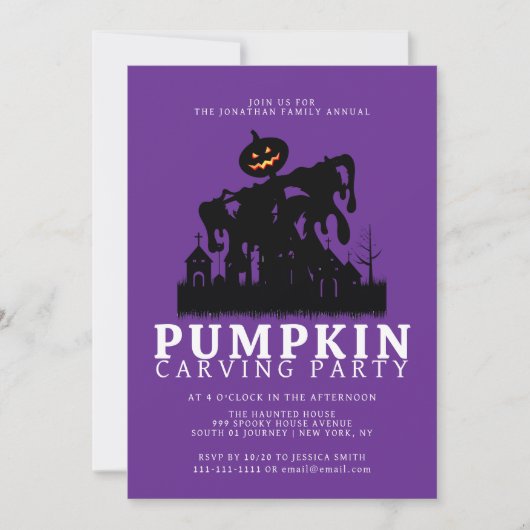 Minimalist Pumpkin Spooky Carving Party Halloween Kaart (Voorkant)
