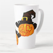 Minimalist Pumpkin Witch Hat Latte Mok (Rechterhoek)