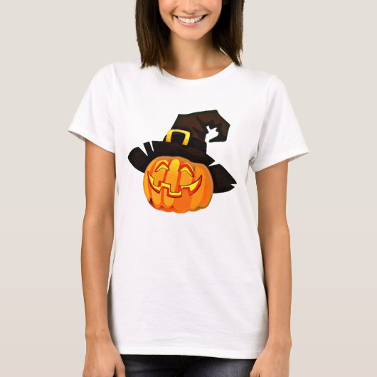 Minimalist Pumpkin Witch Hat T-shirt (Voorkant)