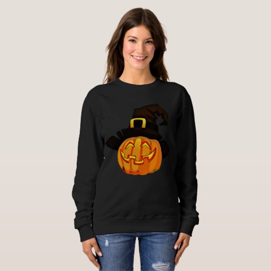 Minimalist Pumpkin Witch Hat Trui (Voorkant volledig)