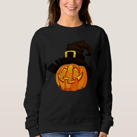 Minimalist Pumpkin Witch Hat Trui (Voorkant)