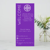 Minimalist Purple Church Connection Card Kaart (Staand voorkant)