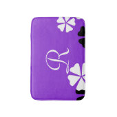 Minimalist Purple Floral Monogrammed Plush Badmat (Voorkant Verticaal)
