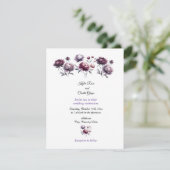 Minimalist Purple Peonies Wedding Invitation Kaart (Staand voorkant)