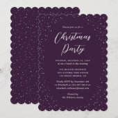 Minimalist Purple Snowy Christmas Party Kaart (Voorkant / Achterkant)