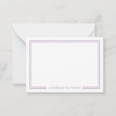 Minimalist Purple Two Border Monogram Notitiekaartje (Voorkant)