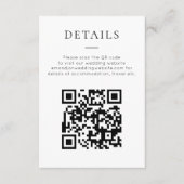 Minimalist QR Code Black White Wedding Details Informatiekaartje (Voorkant)